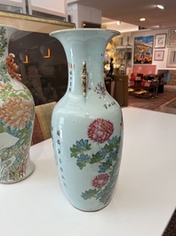 Two Chinese famille rose and qianjiang cai vases with birds among blossoming branches, 19th/20th C.