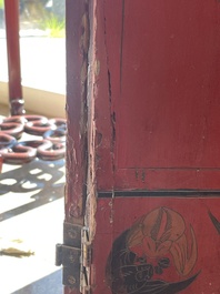 Paravent &agrave; 4 panneaux en laque polychrome, Chine, 19&egrave;me/20&egrave;me si&egrave;cle