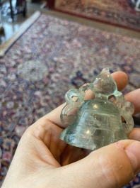 Collection de sept sculptures en pierre dure, dont du jade, du quartz et de l'&oelig;il de tigre, Chine, 19&egrave;me/20&egrave;me si&egrave;cle