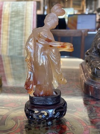 Collection de sept sculptures en pierre dure, dont du jade, du quartz et de l'&oelig;il de tigre, Chine, 19&egrave;me/20&egrave;me si&egrave;cle