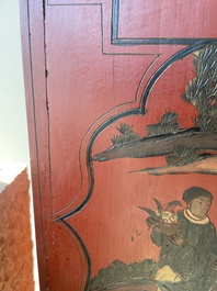 Paravent &agrave; 4 panneaux en laque polychrome, Chine, 19&egrave;me/20&egrave;me si&egrave;cle