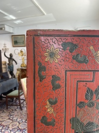 Paravent &agrave; 4 panneaux en laque polychrome, Chine, 19&egrave;me/20&egrave;me si&egrave;cle