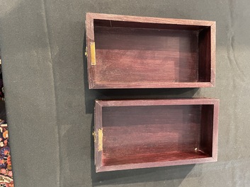 Coffre de toilette en bois aux montures en laiton dor&eacute;, Chine, 19&egrave;me si&egrave;cle
