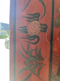 Paravent &agrave; 4 panneaux en laque polychrome, Chine, 19&egrave;me/20&egrave;me si&egrave;cle