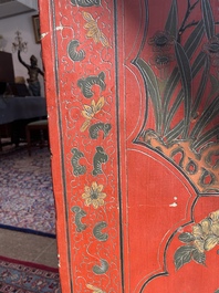 Paravent &agrave; 4 panneaux en laque polychrome, Chine, 19&egrave;me/20&egrave;me si&egrave;cle