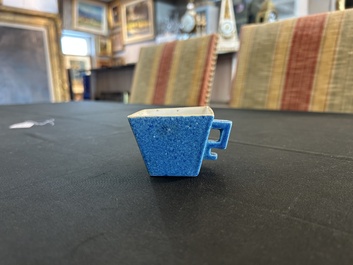 A Chinese robin's egg glazed tapering square cup, 18th C.