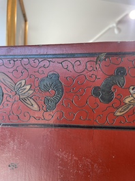 Paravent &agrave; 4 panneaux en laque polychrome, Chine, 19&egrave;me/20&egrave;me si&egrave;cle