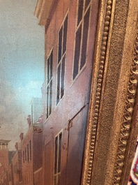 Ecole europ&eacute;enne: Vue anim&eacute;e de la Nieuwe Kerk &agrave; Haarlem, huile sur toile, 18&egrave;me si&egrave;cle