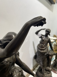 Emile Louis Picault (1833-1915): 'Maintenant sous le ciel tout repose Lamartine', alliage de bronze &agrave; patine brune sur socle en marbre, 20&egrave;me si&egrave;cle