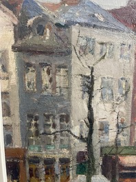 Adolphe Keller (1880-1968): March&eacute; sur la place Sainte-Catherine, huile sur toile