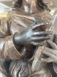Jean de Patmos en bois sculpt&eacute; et patin&eacute;, Flandres, vers 1800