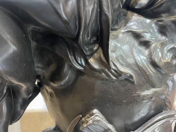 Emile Louis Picault (1833-1915): 'Maintenant sous le ciel tout repose Lamartine', alliage de bronze &agrave; patine brune sur socle en marbre, 20&egrave;me si&egrave;cle