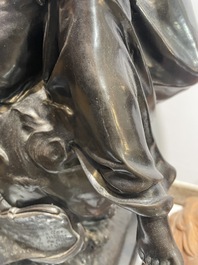 Emile Louis Picault (1833-1915): 'Maintenant sous le ciel tout repose Lamartine', alliage de bronze &agrave; patine brune sur socle en marbre, 20&egrave;me si&egrave;cle