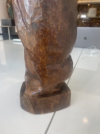 Jean de Patmos en bois sculpt&eacute; et patin&eacute;, Flandres, vers 1800