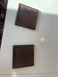 Br&ucirc;le-parfum ajour&eacute;, un plat &agrave; d&eacute;cor grav&eacute; et trois vases en bronze, Chine, 19&egrave;me/20&egrave;me si&egrave;cle