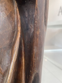 Jean de Patmos en bois sculpt&eacute; et patin&eacute;, Flandres, vers 1800