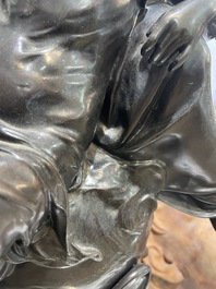 Emile Louis Picault (1833-1915): 'Maintenant sous le ciel tout repose Lamartine', alliage de bronze &agrave; patine brune sur socle en marbre, 20&egrave;me si&egrave;cle