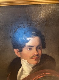 Ecole de Bruges, entourage de Fran&ccedil;ois-Joseph Kinsoen (1770-1839): Portrait d'homme, huile sur toile, premier quart du 19&egrave;me si&egrave;cle