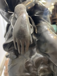 Emile Louis Picault (1833-1915): 'Maintenant sous le ciel tout repose Lamartine', alliage de bronze &agrave; patine brune sur socle en marbre, 20&egrave;me si&egrave;cle