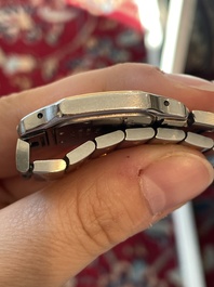 Een Cartier Santos Galb&eacute;e polshorloge in geelgoud en staal, n&deg;1057930, tweede helft 20ste eeuw