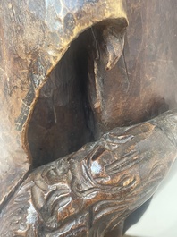 Jean de Patmos en bois sculpt&eacute; et patin&eacute;, Flandres, vers 1800