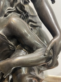 Emile Louis Picault (1833-1915): 'Maintenant sous le ciel tout repose Lamartine', alliage de bronze &agrave; patine brune sur socle en marbre, 20&egrave;me si&egrave;cle