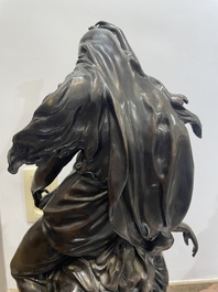 Emile Louis Picault (1833-1915): 'Maintenant sous le ciel tout repose Lamartine', alliage de bronze &agrave; patine brune sur socle en marbre, 20&egrave;me si&egrave;cle