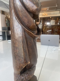 Jean de Patmos en bois sculpt&eacute; et patin&eacute;, Flandres, vers 1800