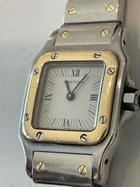 Een Cartier Santos Galb&eacute;e polshorloge in geelgoud en staal, n&deg;1057930, tweede helft 20ste eeuw