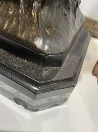 Emile Louis Picault (1833-1915): 'Maintenant sous le ciel tout repose Lamartine', alliage de bronze &agrave; patine brune sur socle en marbre, 20&egrave;me si&egrave;cle