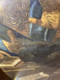 &Eacute;cole italienne: La troupe musicale, huile sur toile, 17&egrave;me si&egrave;cle