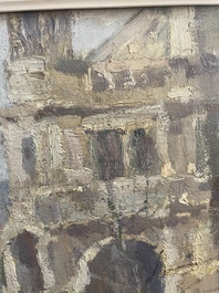 Adolphe Keller (1880-1968): March&eacute; sur la place Sainte-Catherine, huile sur toile
