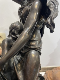Emile Louis Picault (1833-1915): 'Maintenant sous le ciel tout repose Lamartine', alliage de bronze &agrave; patine brune sur socle en marbre, 20&egrave;me si&egrave;cle