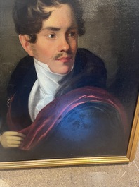Ecole de Bruges, entourage de Fran&ccedil;ois-Joseph Kinsoen (1770-1839): Portrait d'homme, huile sur toile, premier quart du 19&egrave;me si&egrave;cle