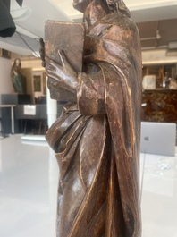Jean de Patmos en bois sculpt&eacute; et patin&eacute;, Flandres, vers 1800