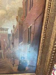 Ecole europ&eacute;enne: Vue anim&eacute;e de la Nieuwe Kerk &agrave; Haarlem, huile sur toile, 18&egrave;me si&egrave;cle