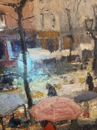 Adolphe Keller (1880-1968): March&eacute; sur la place Sainte-Catherine, huile sur toile