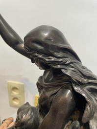 Emile Louis Picault (1833-1915): 'Maintenant sous le ciel tout repose Lamartine', alliage de bronze &agrave; patine brune sur socle en marbre, 20&egrave;me si&egrave;cle
