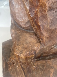 Jean de Patmos en bois sculpt&eacute; et patin&eacute;, Flandres, vers 1800