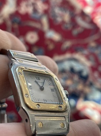 Een Cartier Santos Galb&eacute;e polshorloge in geelgoud en staal, n&deg;1057930, tweede helft 20ste eeuw