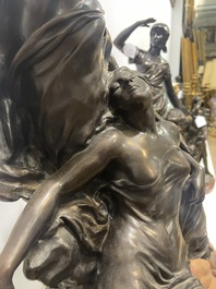 Emile Louis Picault (1833-1915): 'Maintenant sous le ciel tout repose Lamartine', alliage de bronze &agrave; patine brune sur socle en marbre, 20&egrave;me si&egrave;cle
