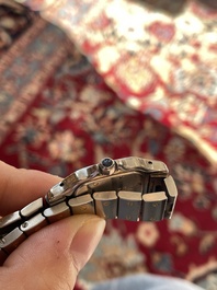 Een Cartier Santos Galb&eacute;e polshorloge in geelgoud en staal, n&deg;1057930, tweede helft 20ste eeuw