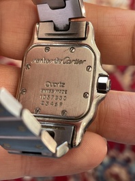 Een Cartier Santos Galb&eacute;e polshorloge in geelgoud en staal, n&deg;1057930, tweede helft 20ste eeuw