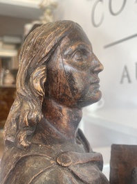 Jean de Patmos en bois sculpt&eacute; et patin&eacute;, Flandres, vers 1800