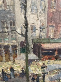 Adolphe Keller (1880-1968): March&eacute; sur la place Sainte-Catherine, huile sur toile