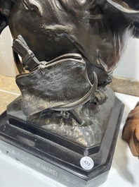 Emile Louis Picault (1833-1915): 'Maintenant sous le ciel tout repose Lamartine', alliage de bronze &agrave; patine brune sur socle en marbre, 20&egrave;me si&egrave;cle