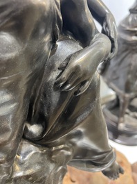 Emile Louis Picault (1833-1915): 'Maintenant sous le ciel tout repose Lamartine', alliage de bronze &agrave; patine brune sur socle en marbre, 20&egrave;me si&egrave;cle