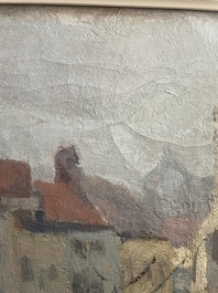 Adolphe Keller (1880-1968): March&eacute; sur la place Sainte-Catherine, huile sur toile