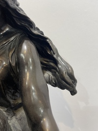 Emile Louis Picault (1833-1915): 'Maintenant sous le ciel tout repose Lamartine', alliage de bronze &agrave; patine brune sur socle en marbre, 20&egrave;me si&egrave;cle