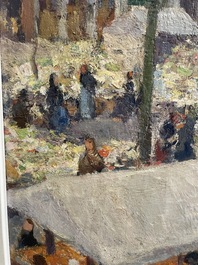 Adolphe Keller (1880-1968): March&eacute; sur la place Sainte-Catherine, huile sur toile